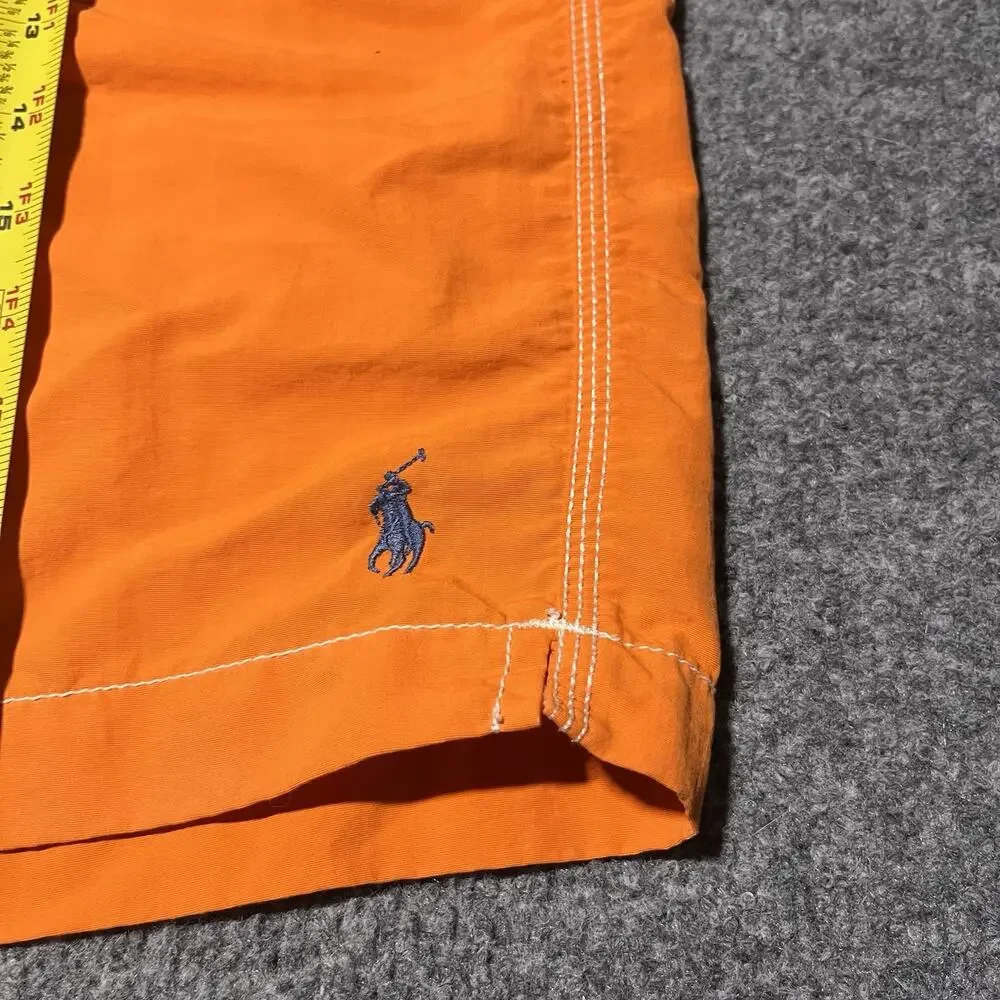 Vintage Polo Ralph Lauren Swim Shorts Mens Large Orange Lined Trunks Pony Logo